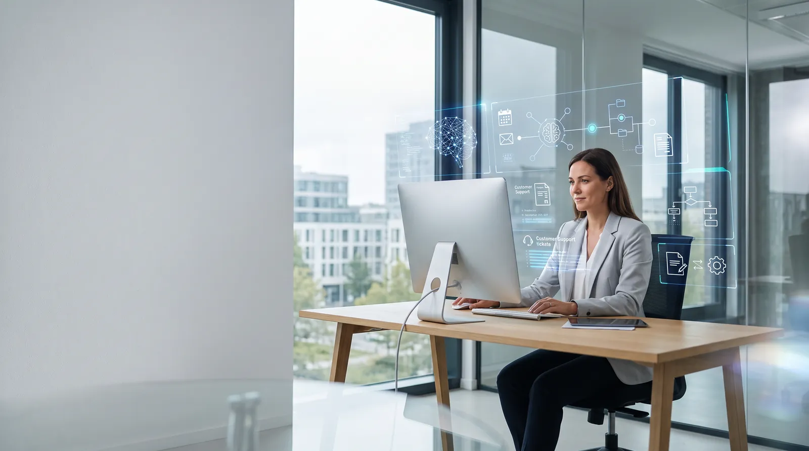 Custom AI agent for business: assistant interface connected to a company's tools and data